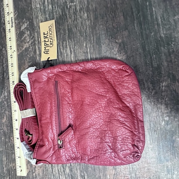 Ampere Maroon Red Crossbody Bag with Textured Leather and Adjustable Strap - Picture 2 of 7